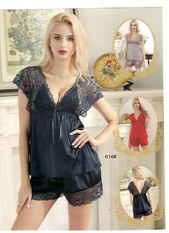 modern women sexy lingerie trends2 Pcs Sexy Short Nighty -Black