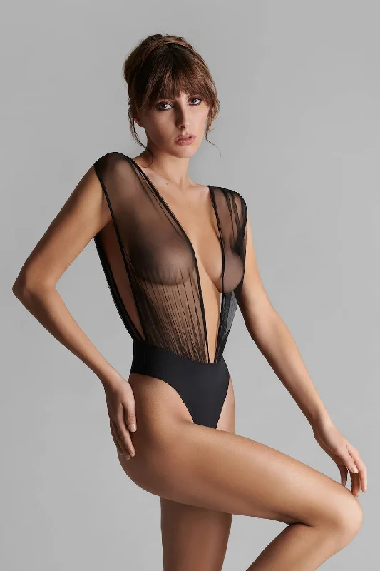 Thermal Bodysuits for Extra Warmth in WinterMaison Close Nuit Fauve V Neck Thong Bodysuit