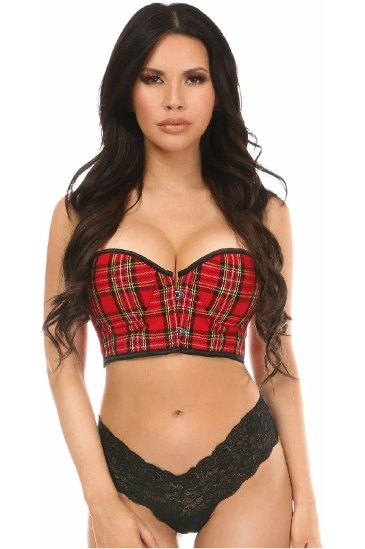 modern women bustiers and corsets trendsLavish Red Plaid Underwire Short Bustier