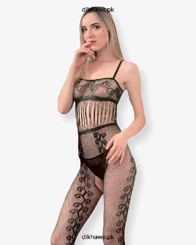 lace trimmed women sexy lingerieHkmeair Khushi Print Sexy Net Bodystocking No H8248