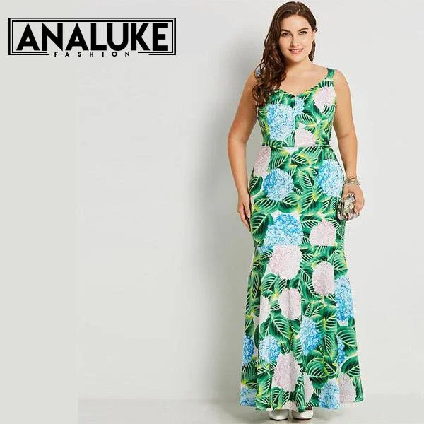 plus size women sexy dresses with empire waistsGreen Mermaid Floral Patchwork Dress