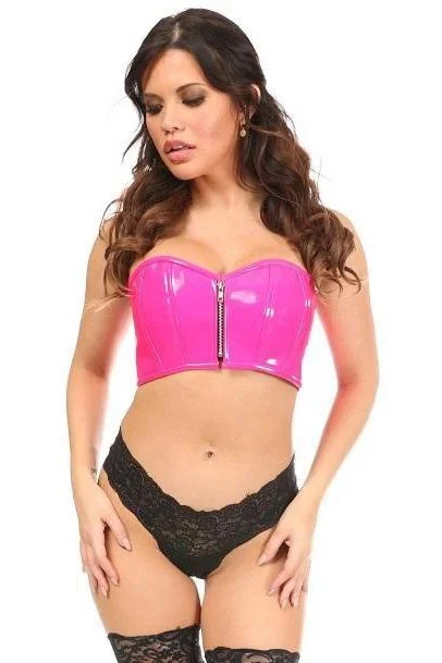 seamless women bustiers and corsets comfortLavish Hot Pink Patent Short Bustier Top