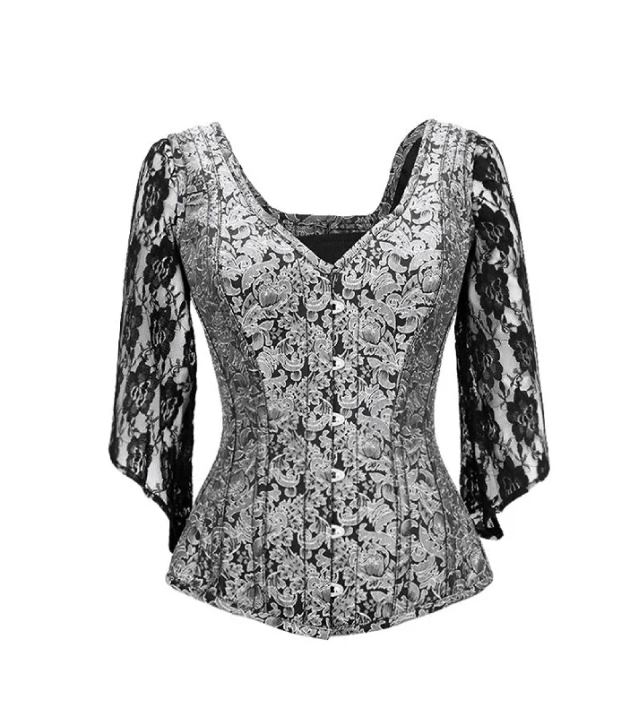 underbust corsets for women fashionSilver Black  Broade Overbust Corset