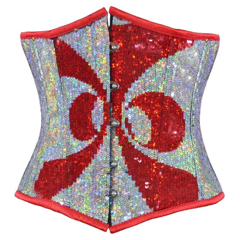 high - waisted women bustiers and corsetsAbstract Red Silver Underbust Corset