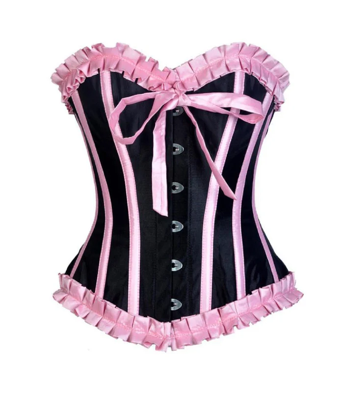 low - cut women bustiers and corsetsQuintella Black Satin Authentic Overbust Corset