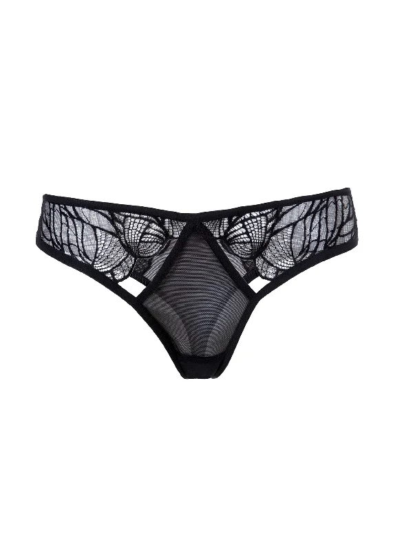 seamless shape - wear women thongs for a seamless lookEmerson (Black) Lace and Mesh Thong