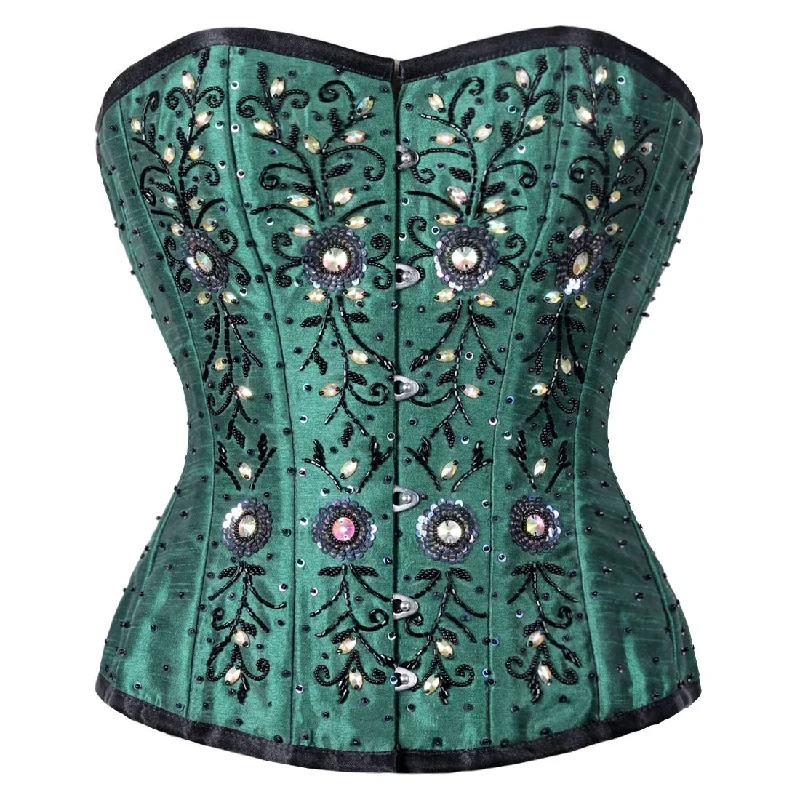 breathable women bustiers and corsets materialsTanith Silk Beaded Sequined Overbust Corset