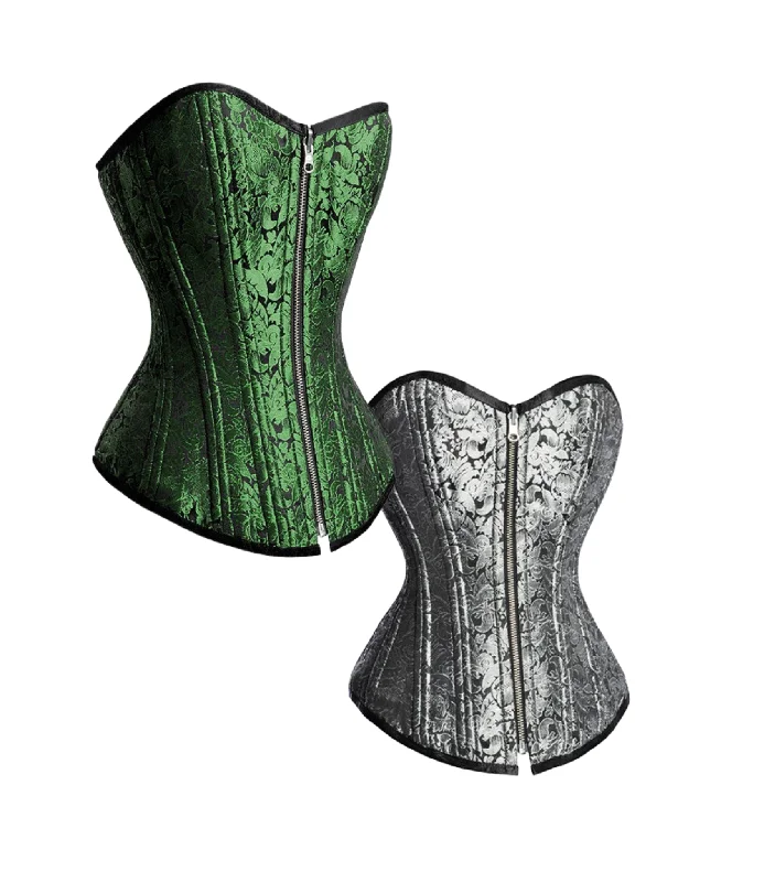 cheap women bustiers and corsets onlineGreen/ Silver Reversible Overbust Waist Training Corset