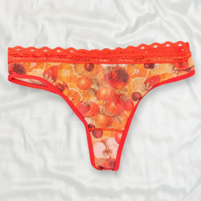 quick - drying women thongs for water sports enthusiasts9359FP FRUIT PUNCH PRINTED THONG