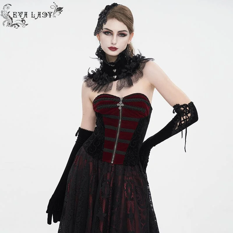 hypoallergenic women bustiers and corsetsWomen's Gothic Double Color Lace-up Overbust Corset