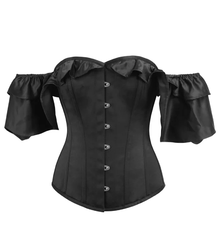 burlesque women bustiers and corsetsBlack Satin Overbust Corset