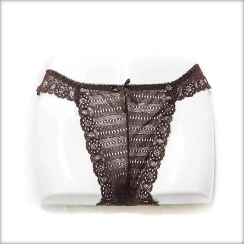 lace boyshort panties for women with a feminine lookBrown Net Panty