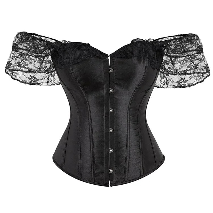 high - waisted women bustiers and corsetsWomen's Gothic Off Shoulder Lace Splice Overbust Corset