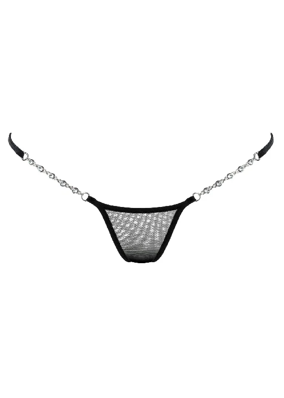 anti - bacterial women thongs for intimate hygieneTransparent Black Luxury Micro V-String