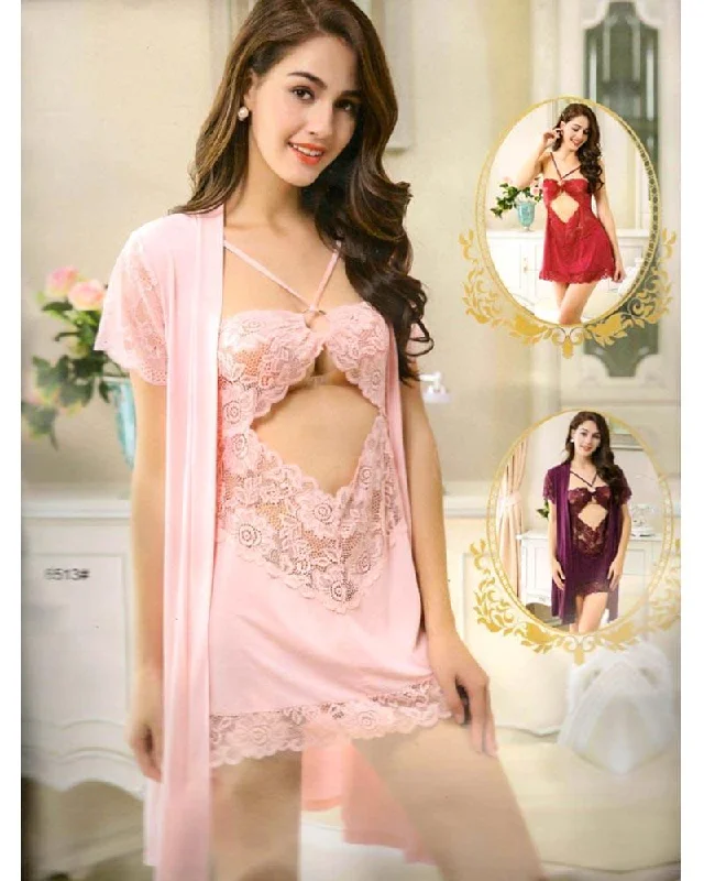 affordable women sexy lingerie online3 Pcs Sexy Short Nighty - 6513