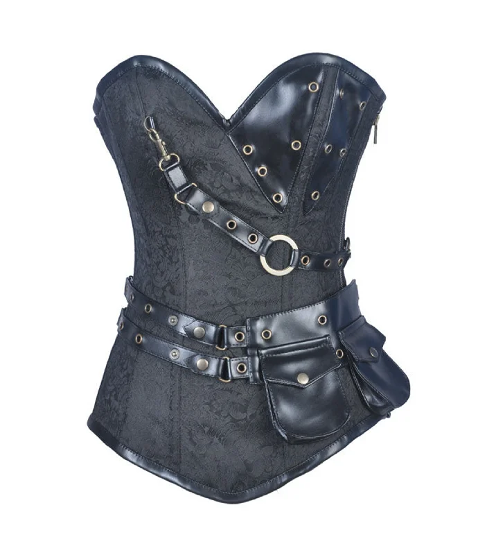 affordable women bustiers and corsetsBlack Brocade Overbust Corset