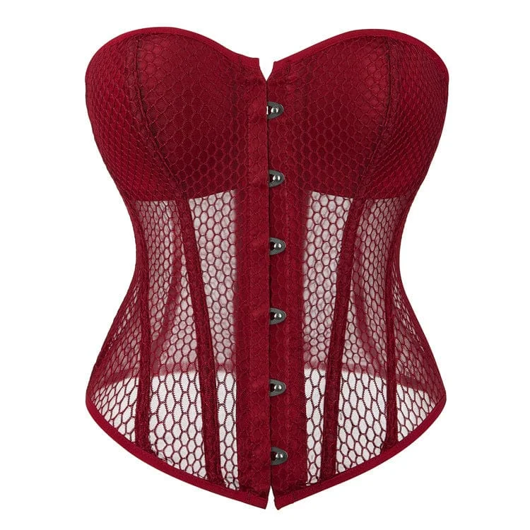 historical reenactment women bustiers and corsetsWomen's Gothic Strappy Mesh Overbust Corset