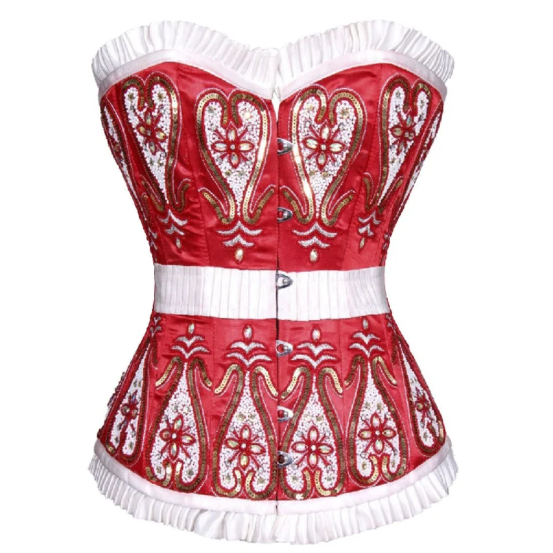 statement women bustiers and corsetsJacqueline Motif Front Close Sequined Overbust Corset