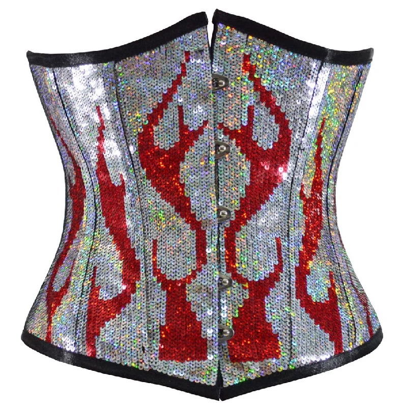 plus size women bustiers and corsetsBurning Desire Red Silver Underbust Corset