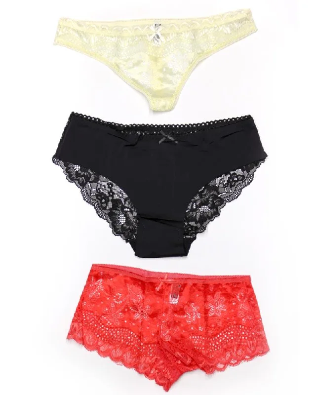 bridal women sexy lingerie for honeymoonPack of 3 Sexy Net Panty - Mix Colors & Designs