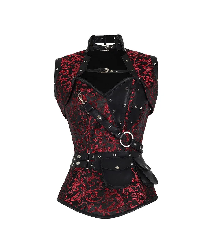 adjustable women bustiers and corsets fitRed Brocade Overbust Corset