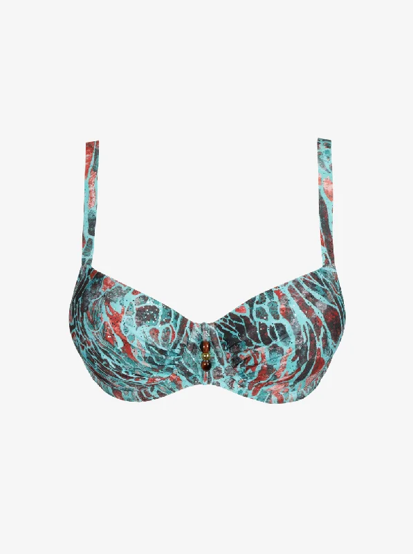 printed women bikini briefs with floral patternsRiyad C-G Balcony Bikini Top - Turquoise Seas