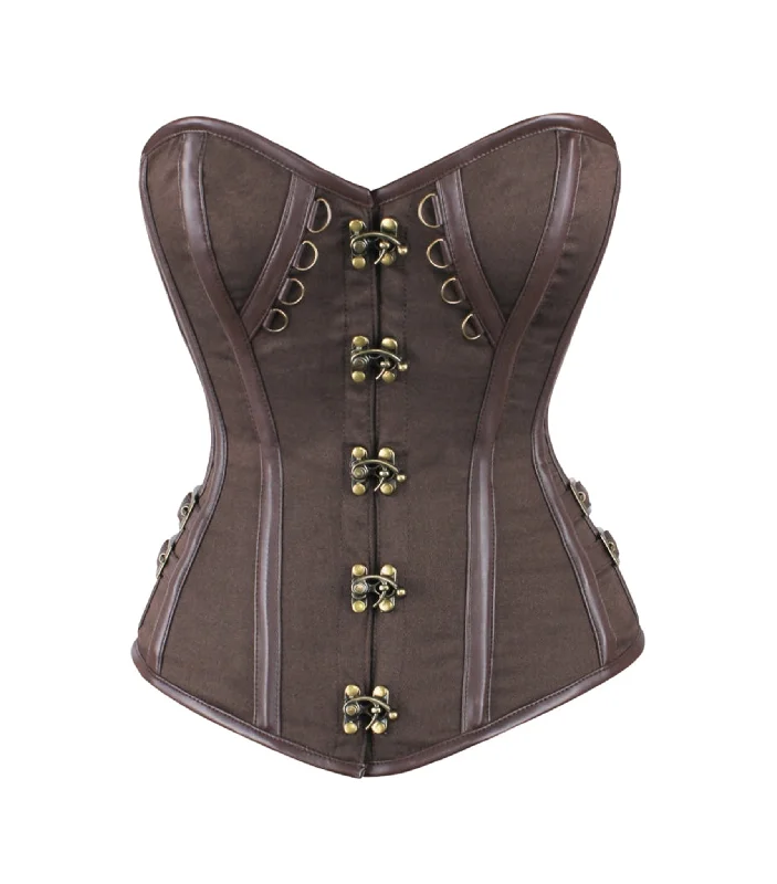 minimalist women bustiers and corsetsBrown Cotton Overbust Corset