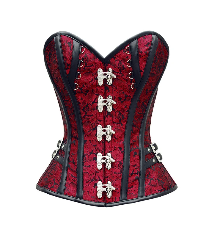 rhinestone embellished women bustiers and corsetsRed Black  Broade Overbust Corset