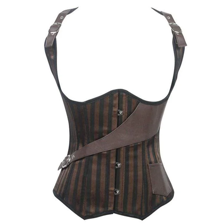 short women bustiers and corsetsWomen's Gothic Striped Underbust Corsets With Pocket