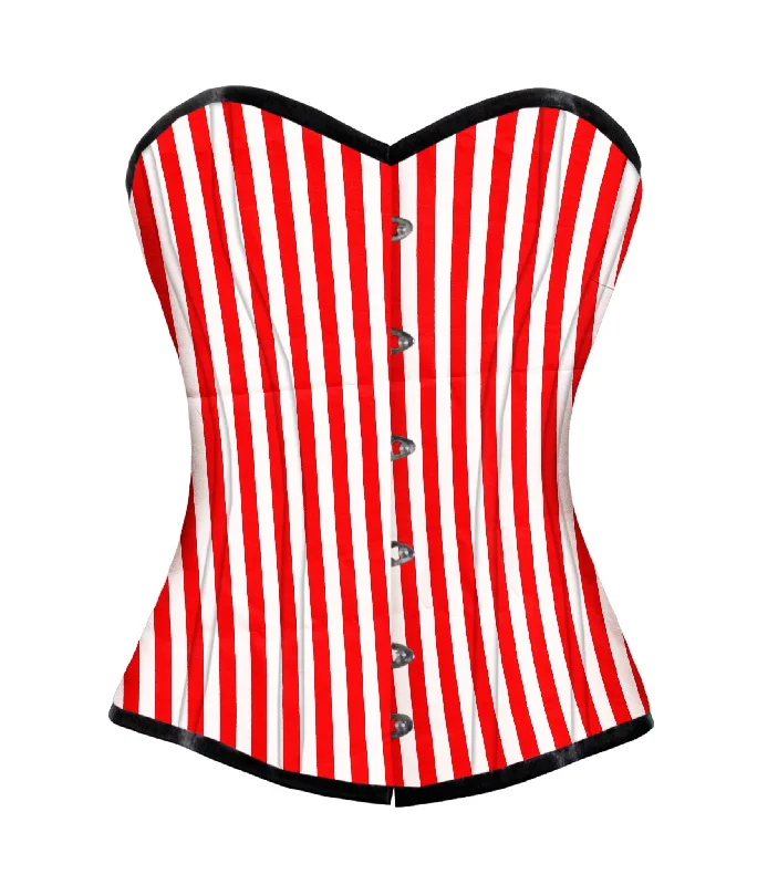 post - pregnancy women bustiers and corsetsBlack Red strip Cotton Authentic Overbust Corset