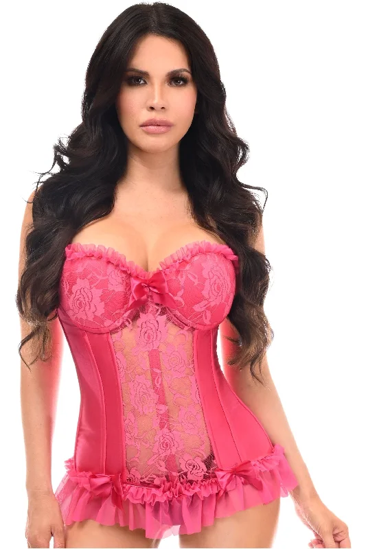 short women bustiers and corsetsLavish Fuchsia Lycra & Lace Hook & Eye Stretch Bustier Corset