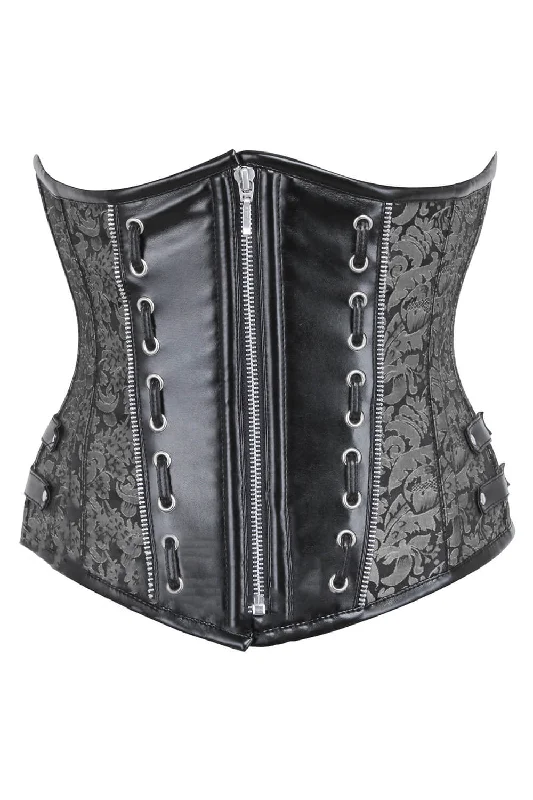 post - pregnancy women bustiers and corsetsSilver Brocade Underbust Corset