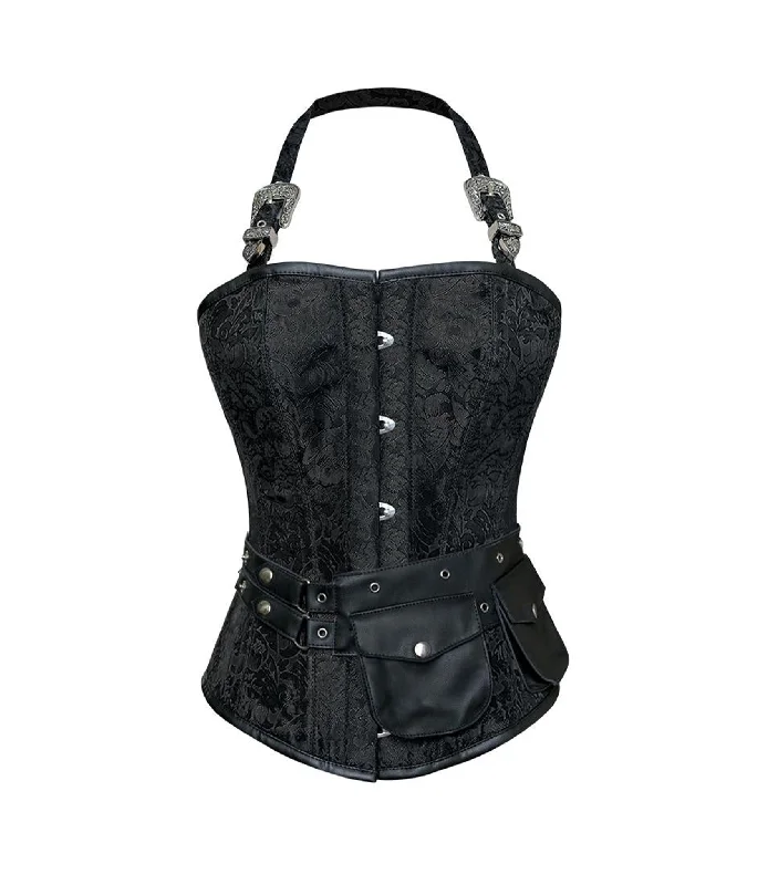 printed women bustiers and corsets patternsBlack brocade waist reducing  overbust Corsets