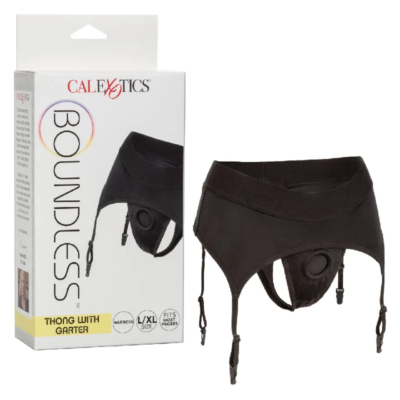 seamless low - rise women thongs for a sleek fitBoundless THONG WITH GARTER BELT L/XL Strap On Harness Black