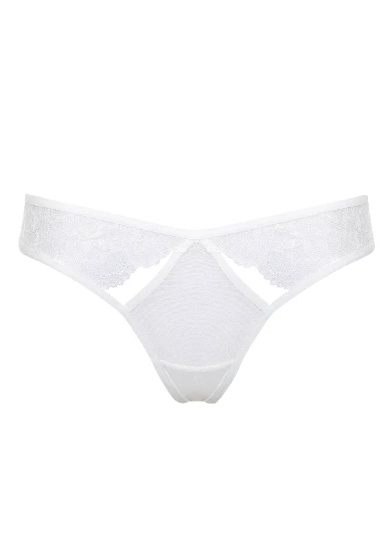 seamless high - cut women thongs for a seamless silhouetteEmerson (Ivory) Lace and Mesh Thong