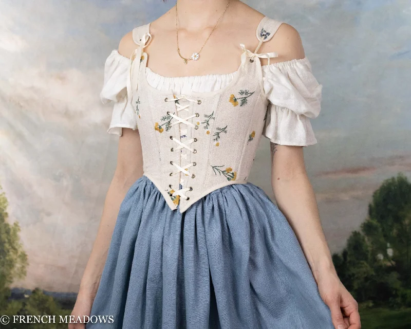 custom fit women bustiers and corsetsHandmade Ivory Embroidered Wildflower Renaissance Bodice