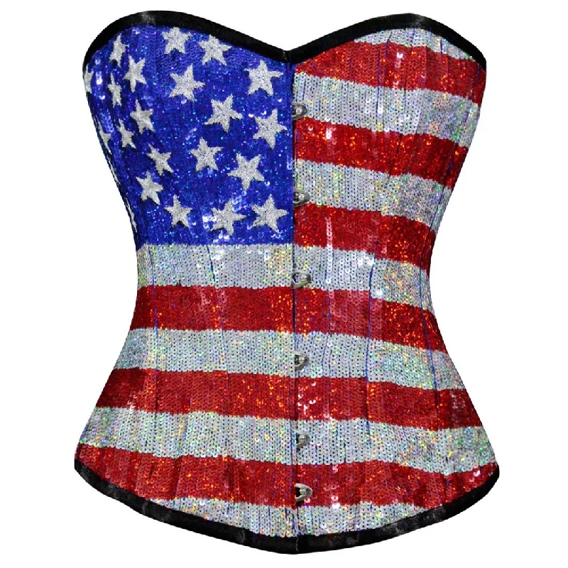 strapless women bustiers and corsets styleVespera Couture Authentic Overbust Corset in US Flag Design