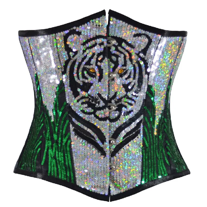 Edwardian inspired women bustiers and corsetsTiger Sequined  Underbust Corset