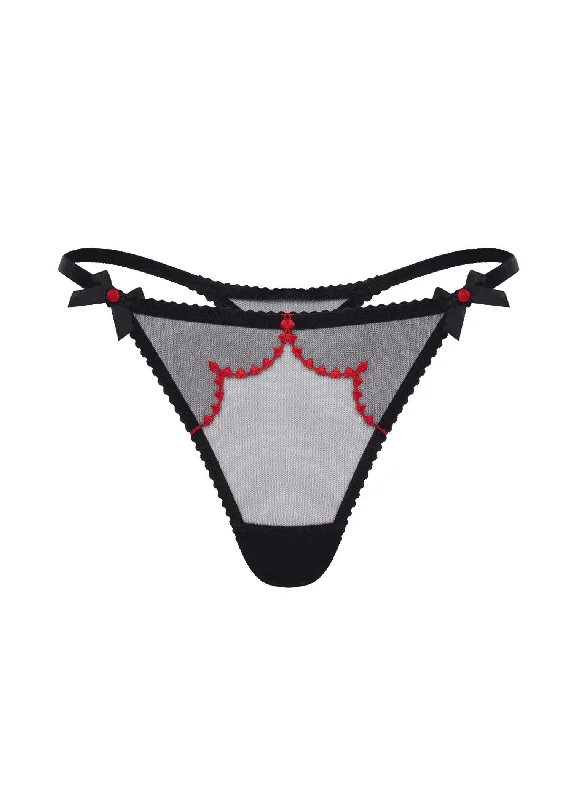 silk - lined women thongs for a touch of luxuryLorna Heart Thong (Black / Red)