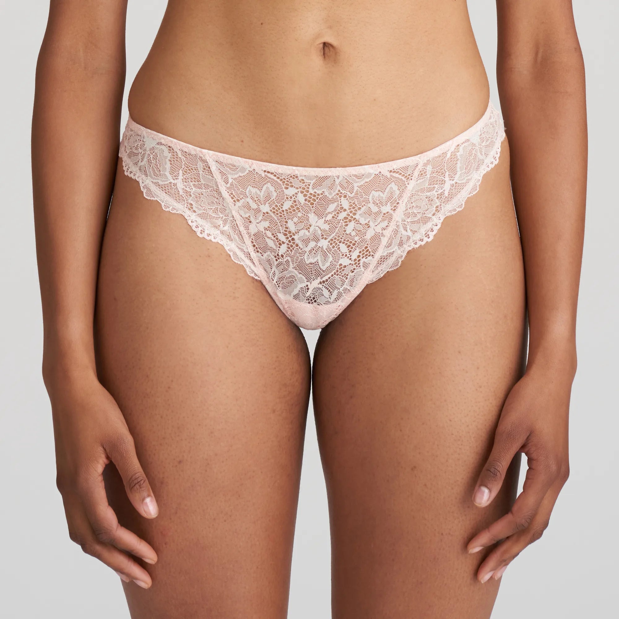 plus - size women thongs with wide - set straps for comfortMarie Jo Manyla Thong In Pearly Pink