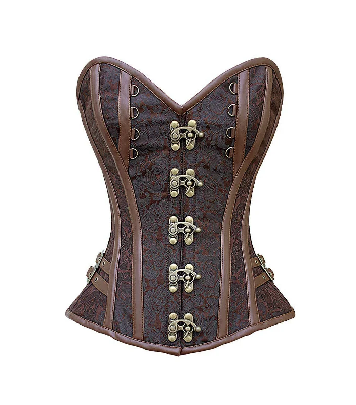 rhinestone embellished women bustiers and corsetsBrown  Broade Overbust Corset