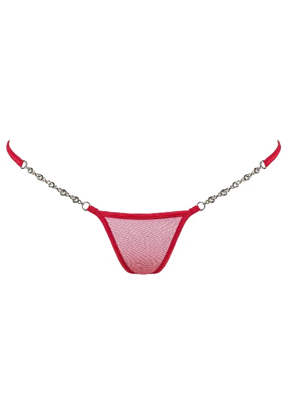 thong - style swimwear for women at the beachTransparent Red Luxury Micro V-String