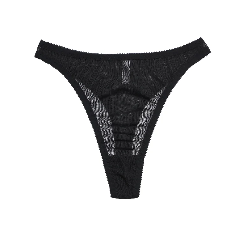 seamless anti - bacterial women thongs for daily protectionSabrina Thong Black Mesh