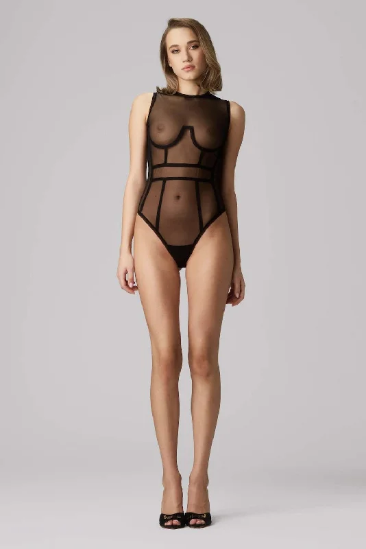 Cut - Out Bodysuits for a Trendy and Fashion - Forward StyleMurmur Cage Sheer Bodysuit