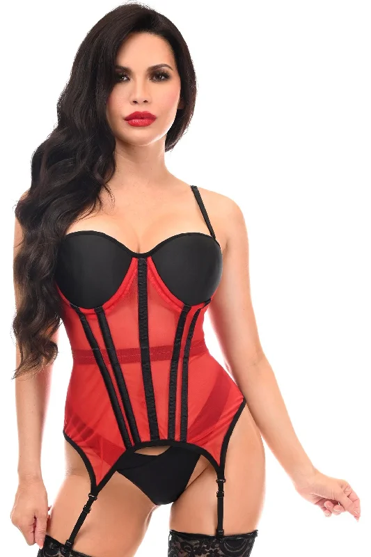 statement women bustiers and corsetsLavish Red/Black Mesh Underwire Bustier Corset w/Garters