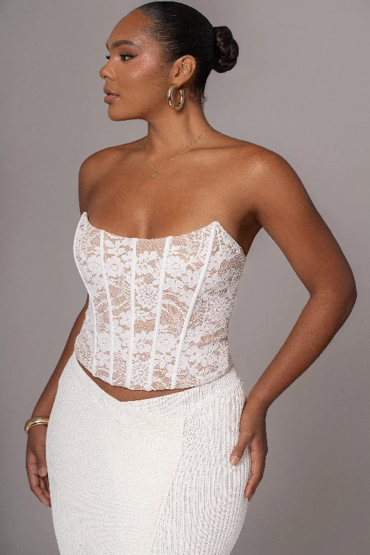 convertible women bustiers and corsetsWhite Rosemere Lace Top