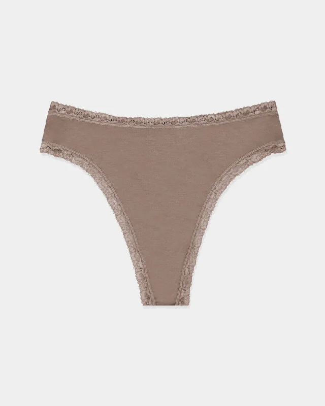 printed women thongs with animal prints for a bold lookStripe & Stare High Waist Thong in Taupe