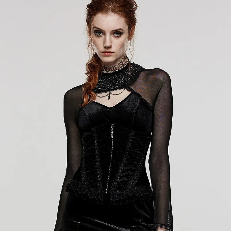 steampunk women bustiers and corsetsWomen's Gothic Lace-up Lace Hem Underbust Corset