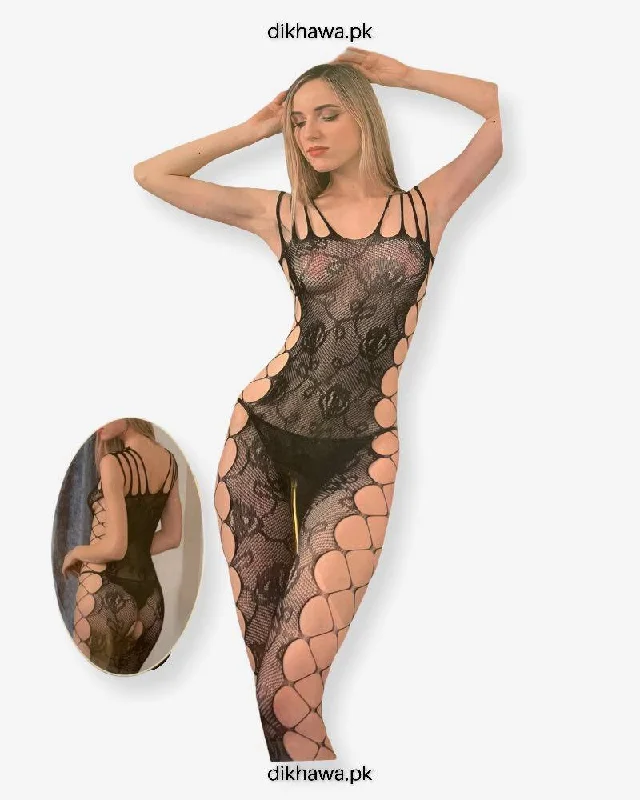 sheer women sexy lingerie layersHkmeair Khushi Print Sexy Net Bodystocking No H8234