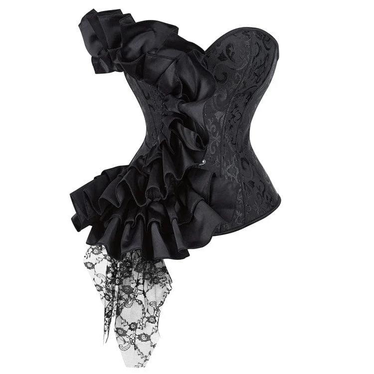 hypoallergenic women bustiers and corsetsWomen's Gothic Ruffled Lace Splice Overbust Corsets